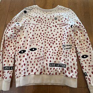 Scotch & Soda Maison Scotch Cream Graphic Leopard Print Sweatshirt “Love Letter”